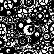 Black steampunk gears seamless pattern