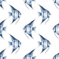 Scalare Watercolor fish Vector seamless pattern 3