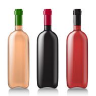 Set realistic glass bottles for wine