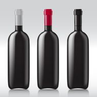 Set realistic glass bottles for wine N2