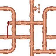 Vector background of brass pipeline construction