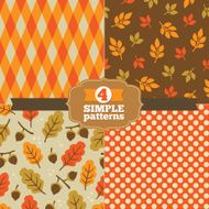 Set of autumn seamless patterns in one palette