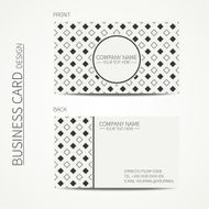 Geometric monochrome business card template with square pattern