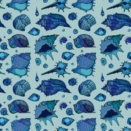 Seamless pattern of Sea shells N5