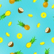 Seamless Pattern with Tropical Fruits Vector illustration eps10