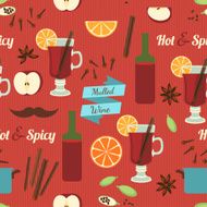 Mulled Wine Theme Seamless Background Vector Illustration eps10