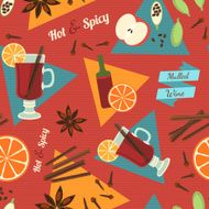 Mulled Wine Theme Seamless Background Vector Illustration eps10 N2