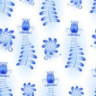 Seamless background with blue abstract floral ornament Gzhel