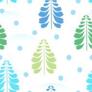 Seamless background with winter ornament Christmas tree snow