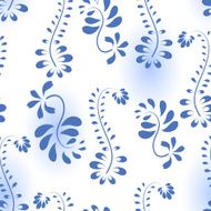 Seamless background with blue floral ornament Gzhel style Vector