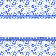 Seamless floral background with a field for the text Gzhel