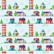 flat houses seamless pattern vector illustration