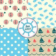 Seamless pattern set with nautical elements