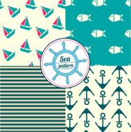Seamless pattern set with nautical elements N2