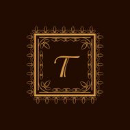 Vintage monogram design with Letter T N2