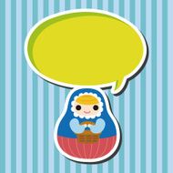 Matryoshka Russian traditional wooden doll vector pattern el N135