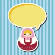 Matryoshka Russian traditional wooden doll vector pattern el N136
