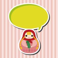Matryoshka Russian traditional wooden doll vector pattern el N137