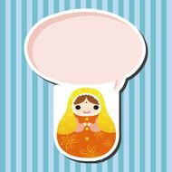 Matryoshka Russian traditional wooden doll vector pattern el N139