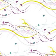 Floral seamless pattern Abstract waves with leaves eco nature background N13