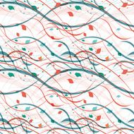 Floral seamless pattern Abstract waves with leaves eco nature background N14