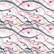 Floral seamless pattern Abstract waves with leaves eco nature background N15