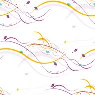 Floral seamless pattern Abstract waves with leaves eco nature background N16