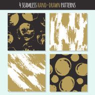 Set of hand-drawn seamless trendy patterns with ink brush strokes N4