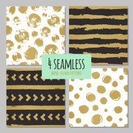 Set of hand-drawn seamless trendy patterns with ink brush strokes N5