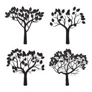 Set of Black Trees Vector Illustration