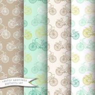 Vintage bicycles seamless patterns set