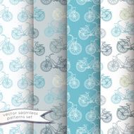 Vintage bicycles seamless patterns set N2