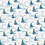 Seamless pattern with ships ornament