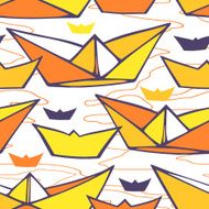Seamless pattern with paper ships N2