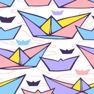 Seamless pattern with paper ships N3