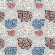 Seamless pattern with decorative seashells