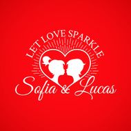 Bright wedding or Valentines Day badge