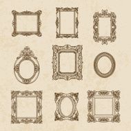 Vector vintage hand drawn set with picture frames
