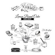 Vector hand drawn lemon cake illustration Sketch