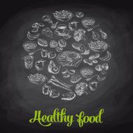 Hand drawn vector illustration with healthy food Sketch