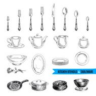 Vector hand drawn illustration with kitchen tools N2