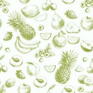 Hand drawn vector seamless pattern with fruits and barries Sket