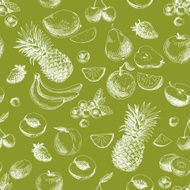 Hand drawn vector seamless pattern with fruits and barries Sket N2