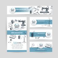 Corporate identity business set design with tailor and sewing to