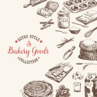 Vector bakery retro background Vintage Illustration N3