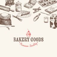 Vector bakery retro background Vintage Illustration N4