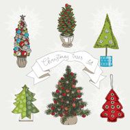 Vector illustration set with christmas trees N3