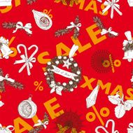 Vector hand drawn Sale christmas pattern N5