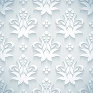 Embossed white seamless royal floral pattern