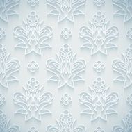 Embossed white seamless royal floral pattern N2